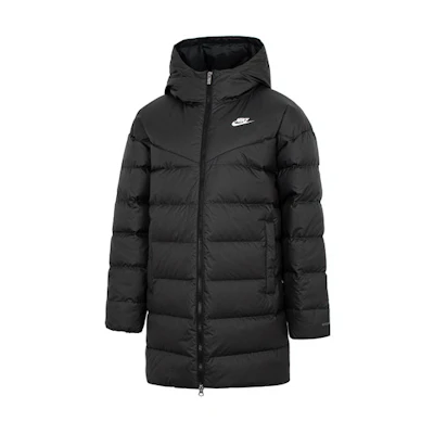 (Women) Nike Logo Printed Hooded Down Jacket Black DQ6874-010