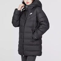 Sizing (Women) Nike Logo Printed Hooded Down Jacket Black DQ6874-010