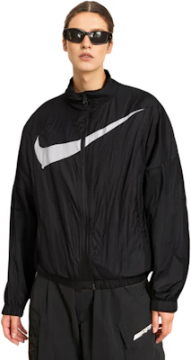(Women) Nike Logo Printed Windbreaker Loose Fit Jacket Black DX5865-010 Purchase (Women) Nike Logo Printed Windbreaker Loose Fit Jacket Black DX5865-010