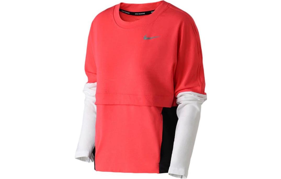 (Women) Nike Logo Retro Colorblock Pullover Sweatshirt Red (Womens) AJ8672-850