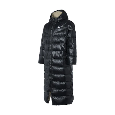 (Women) Nike Long Hooded Down Jacket Black - Winter Outdoor Sports Coat CU5820-010