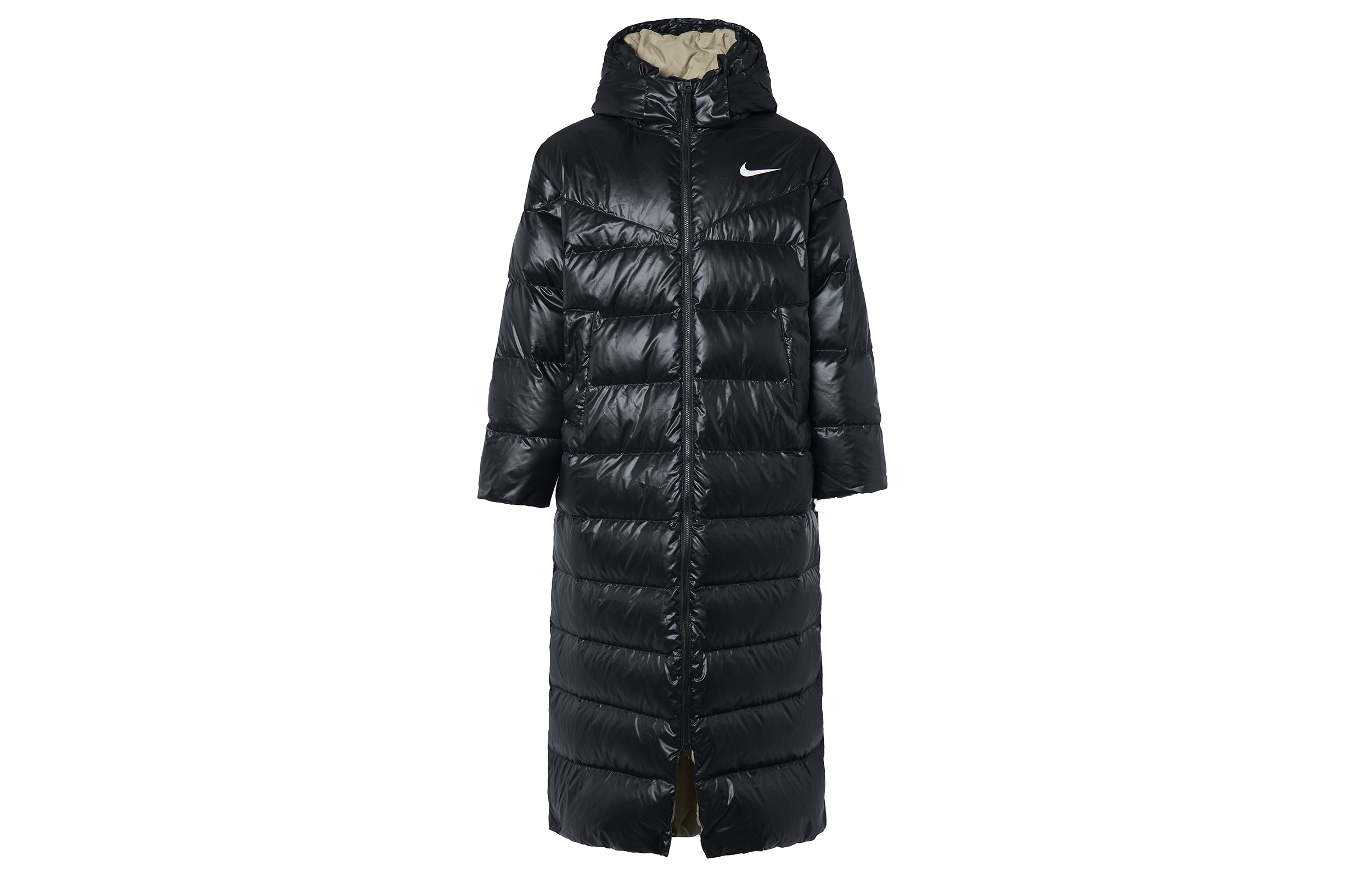 Lookbook (Women) Nike Long Hooded Down Jacket Black - Winter Outdoor Sports Coat CU5820-010