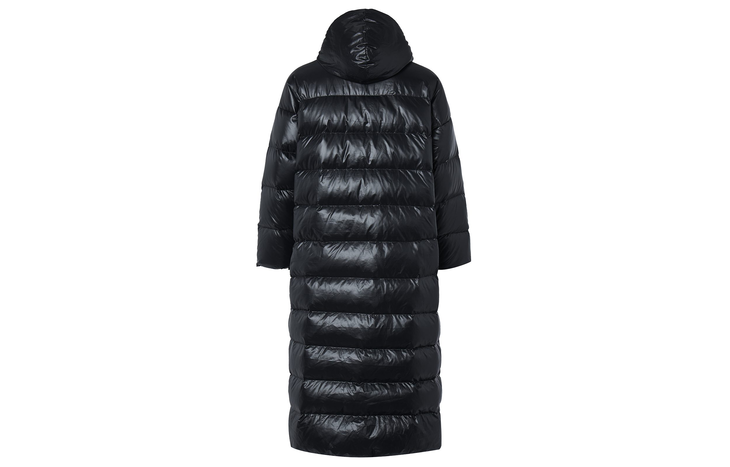 Shop (Women) Nike Long Hooded Down Jacket Black - Winter Outdoor Sports Coat CU5820-010