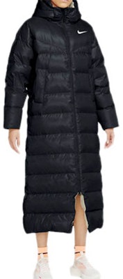 (Women) Nike Long Hooded Down Jacket Black - Winter Outdoor Sports Coat CU5820-010 Purchase (Women) Nike Long Hooded Down Jacket Black - Winter Outdoor Sports Coat CU5820-010