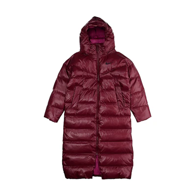 (Women) Nike Long Hooded Winter Down Coat in Maroon CU5821-638