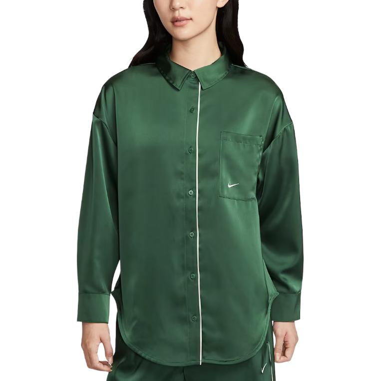 (Women) Nike Loose-Fit Long Sleeve Shirt with Logo and Single Button Closure IM0576-323