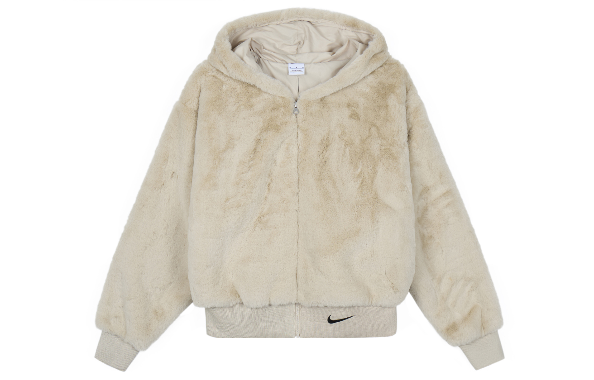 (Women) Nike Loose Fit Faux Mink Fur Hoodie Jacket - Khaki DD5117-206