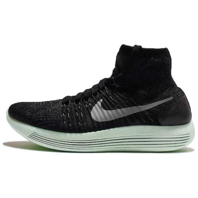 (Women) Nike LunarEpic Flyknit Running Shoes Black Green Comfortable & Durable 827403-003