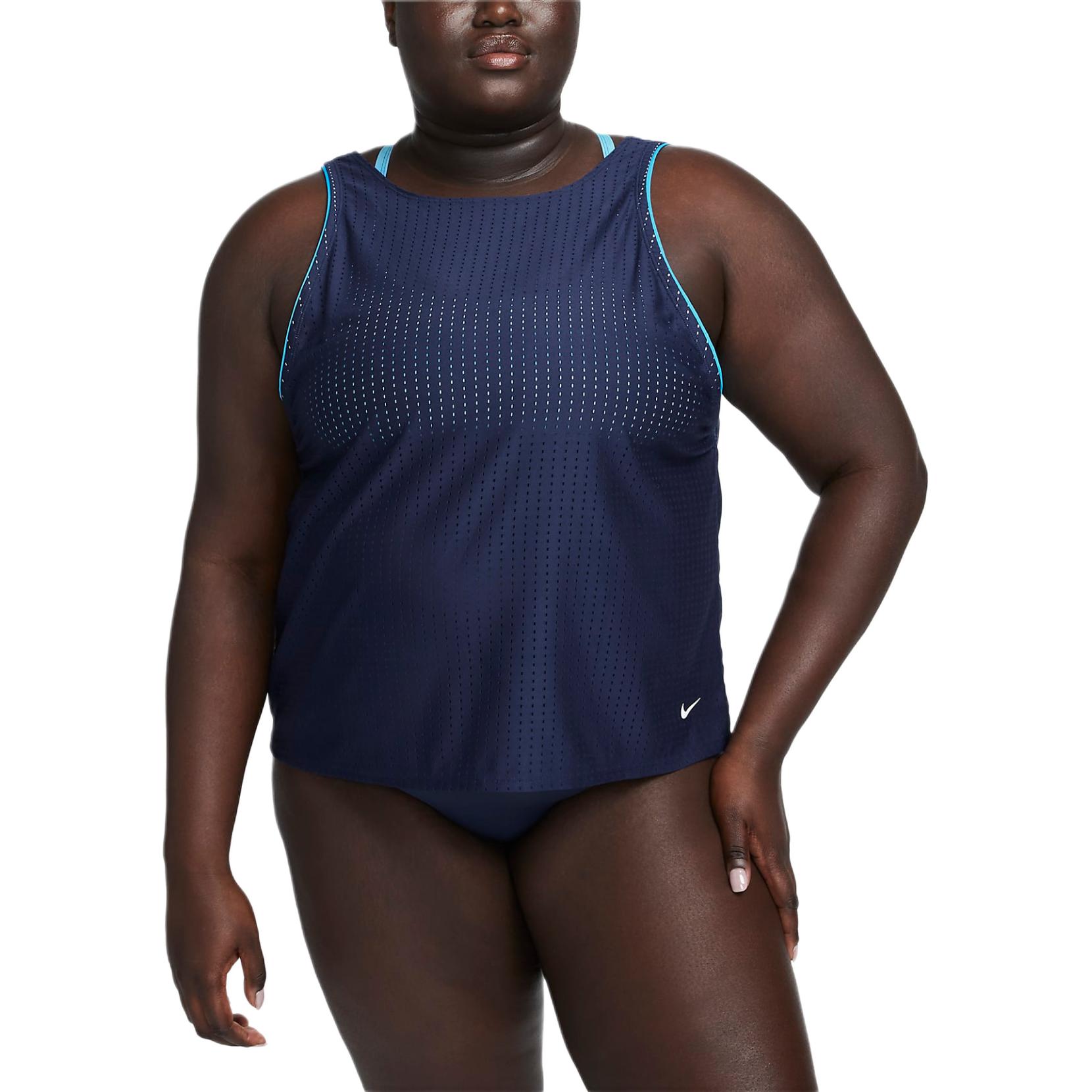 (Women) Nike Mesh Cool Two-Piece Swimsuit Midnight Navy NESSD387-440