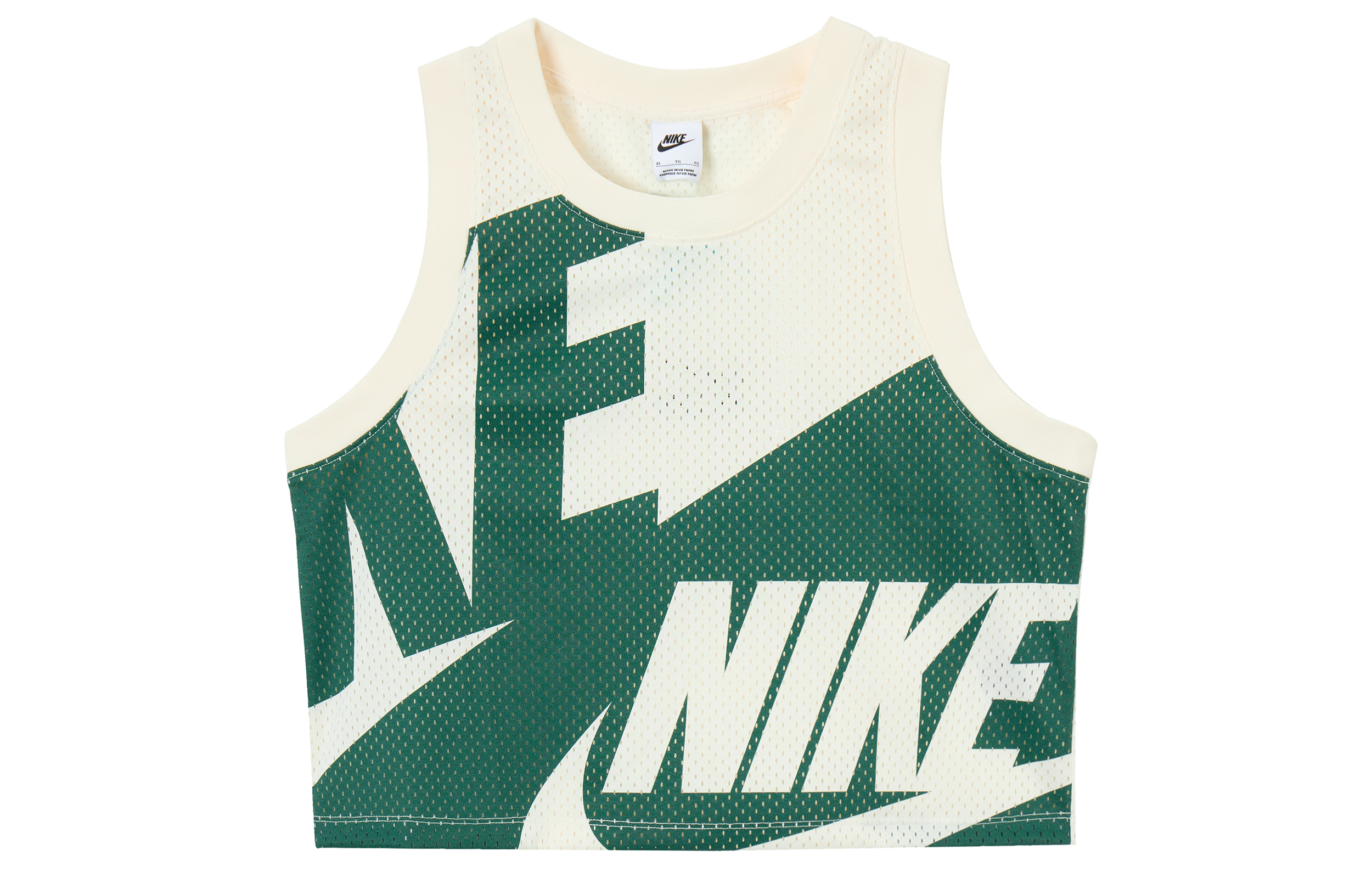 (Women) Nike Mesh Sleeveless Tank Top Ivory White with Letter Print FN2257-110