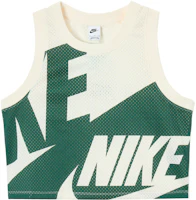 (Women) Nike Mesh Sleeveless Tank Top Ivory White with Letter Print FN2257-110 (Women) Nike Mesh Sleeveless Tank Top Ivory White with Letter Print FN2257-110