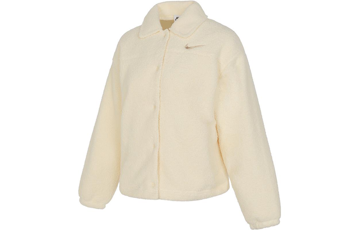 (Women) Nike Minimal Logo Single-Breasted Casual Jacket Light Beige. FB8708-113