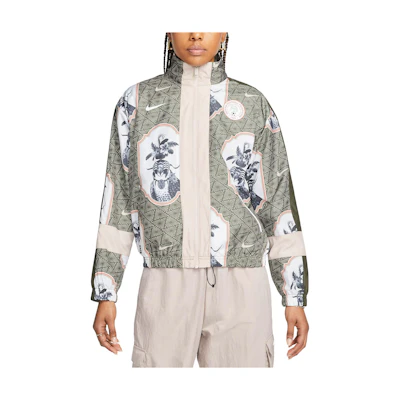 (Women) Nike Nigeria Essential Full-Print Stand-Collar Jacket Khaki DV1943-325