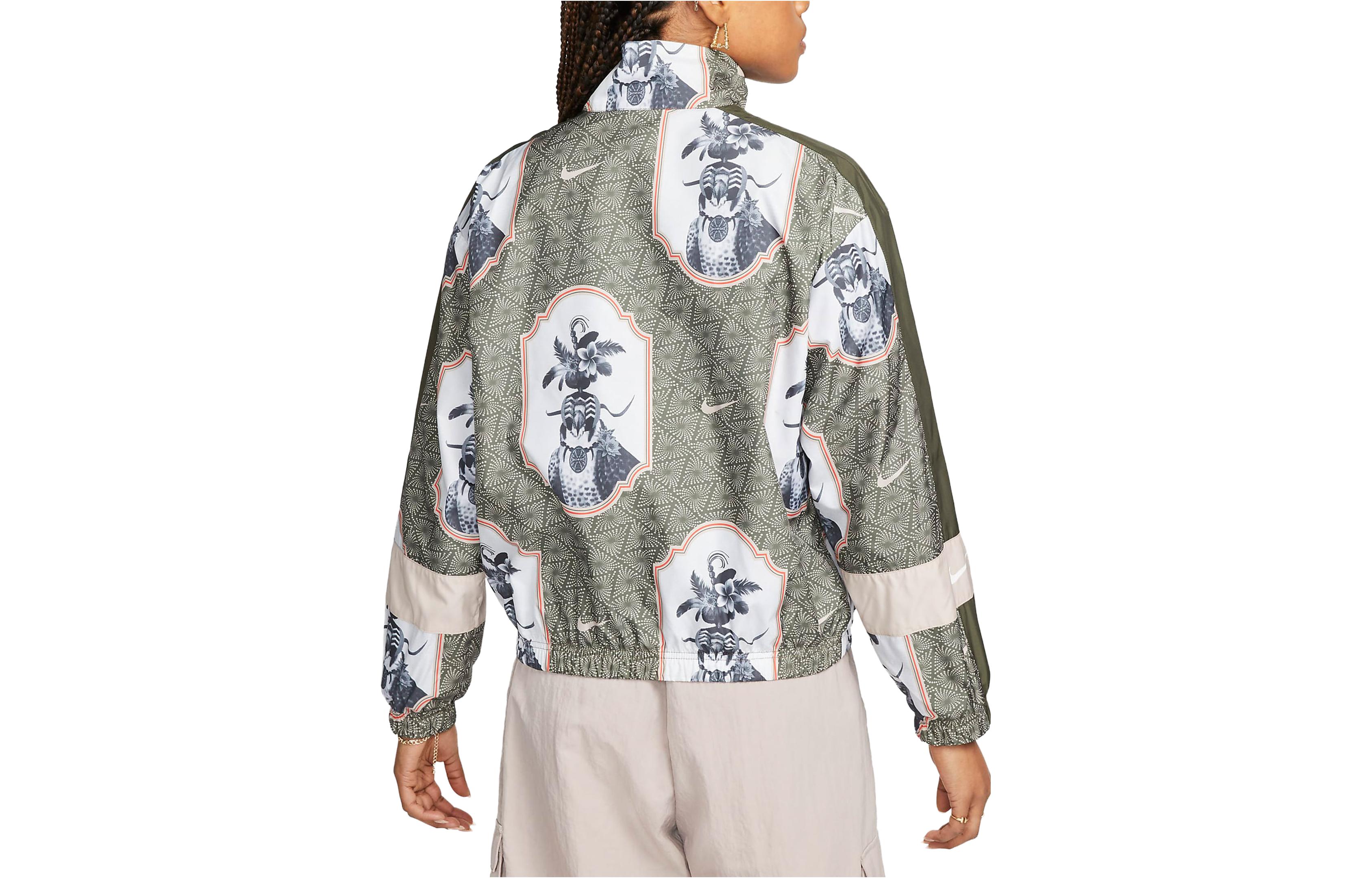 (Women) Nike Nigeria Essential Full-Print Stand-Collar Jacket Khaki DV1943-325 圖 3