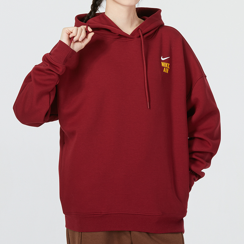 (Women) Nike NSW Premium Fleece Hoodie Red Pullover Casual Sweatshirt FB7650-677 圖 4