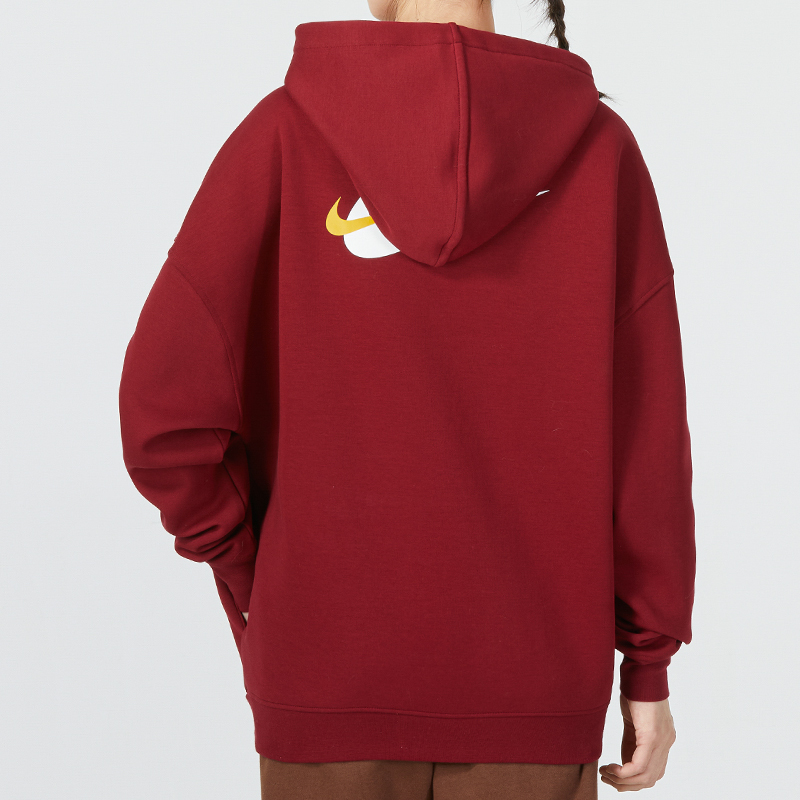 (Women) Nike NSW Premium Fleece Hoodie Red Pullover Casual Sweatshirt FB7650-677 圖 5