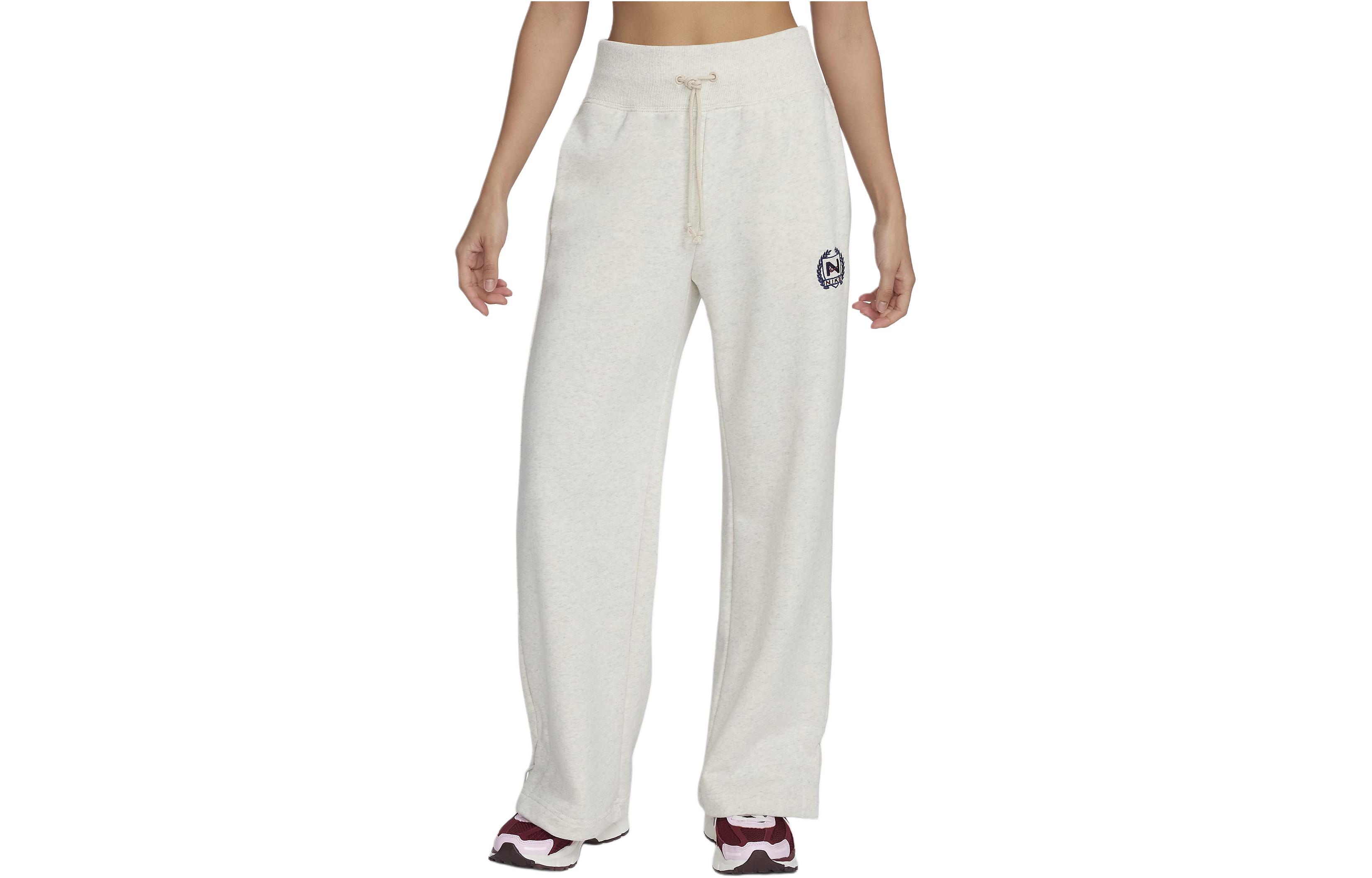 (Women) Nike Oatmeal High-Waist Wide-Leg Knit Sweatpants. FZ4733-141