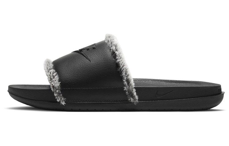 (W) Nike OffCourt Leather Slide 'Black Fur'