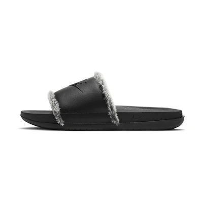 (W) Nike OffCourt Leather Slide 'Black Fur'