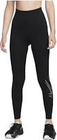 (Women) Nike One High-Waisted Logo Leggings Black FN7386-011 (Women) Nike One High-Waisted Logo Leggings Black FN7386-011