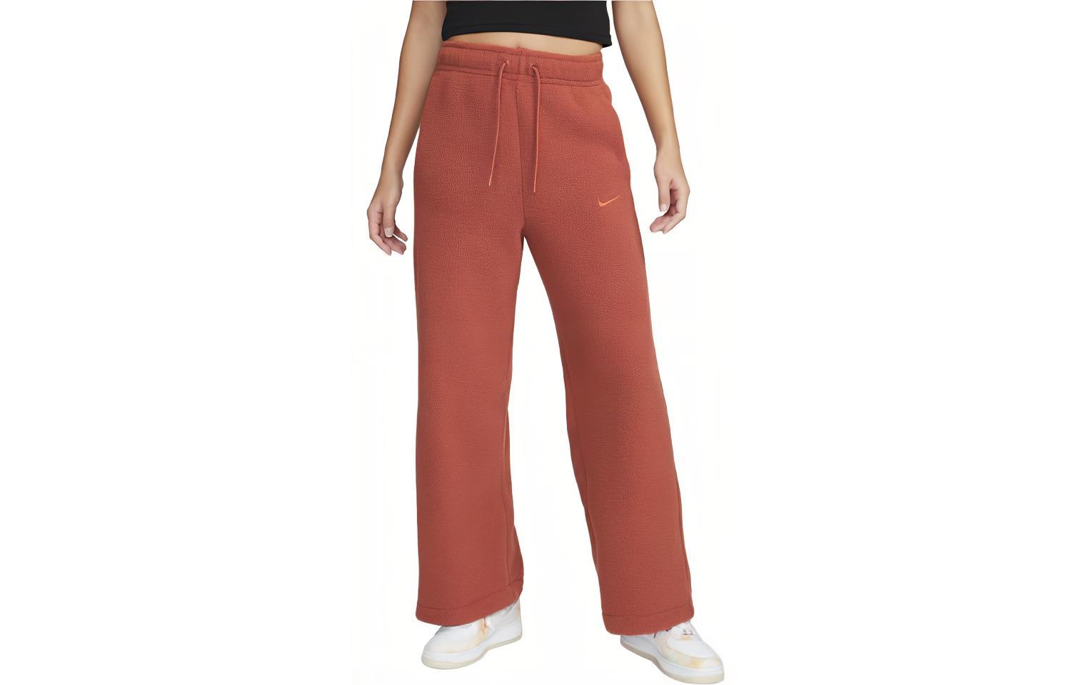 (Women) Nike Orange Fleece Logo Drawstring Knit Sweatpants DV4362-832