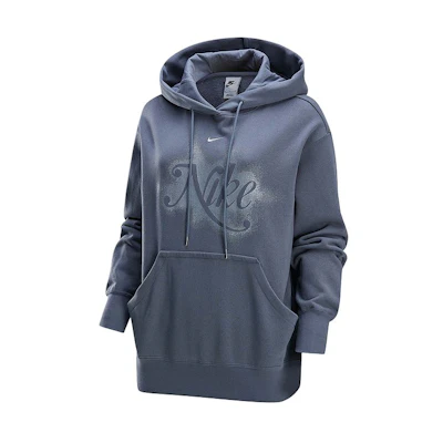 (Women) Nike Oversized Hoodie Sweatshirt Gray Blue Casual Sportswear HQ4869-084