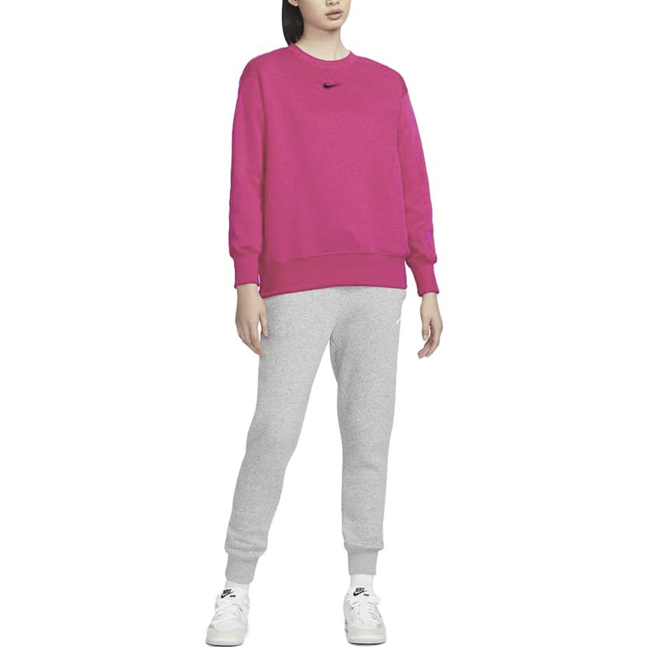 Shop (Women) Nike Phoenix Fleece Oversized Crewneck Sweatshirt Raspberry Red DQ5734-615