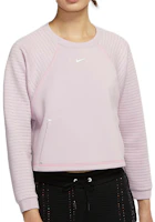 (Women) Nike Pro Luxe Pink Purple Red Knitted Crewneck Training Sweatshirt CU5746-516 (Women) Nike Pro Luxe Pink Purple Red Knitted Crewneck Training Sweatshirt CU5746-516