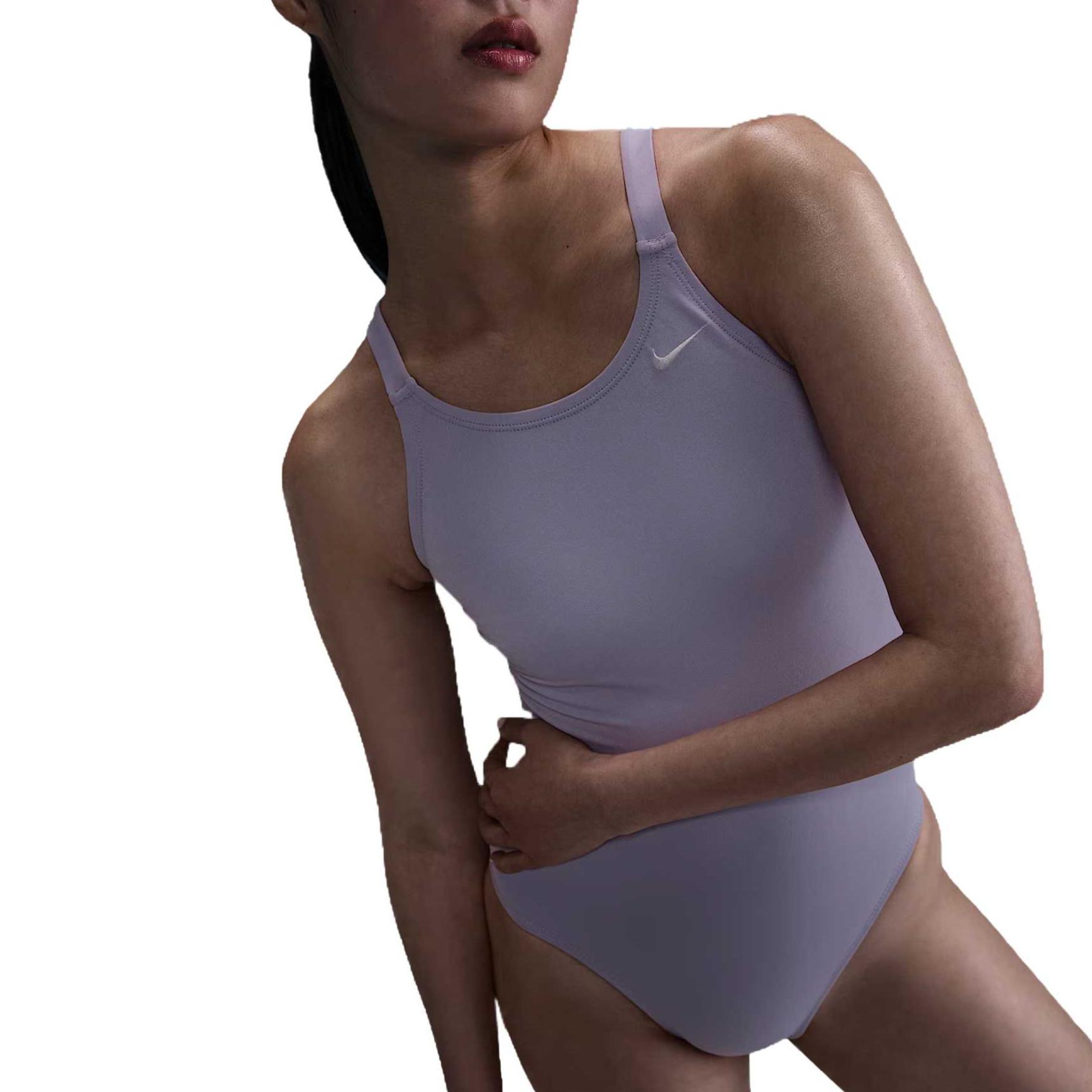 (Women) Nike Purple Swoosh One-Piece Swimsuit - Stylish & Comfortable. NESSA001-576