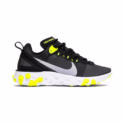 (W) Nike React Element 55 Black Volt Cool Grey
