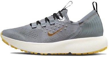 (Women) Nike React Escape Run Flyknit 'Cool Grey Metallic Gold Coin' DC4269-003 (Women) Nike React Escape Run Flyknit 'Cool Grey Metallic Gold Coin' DC4269-003