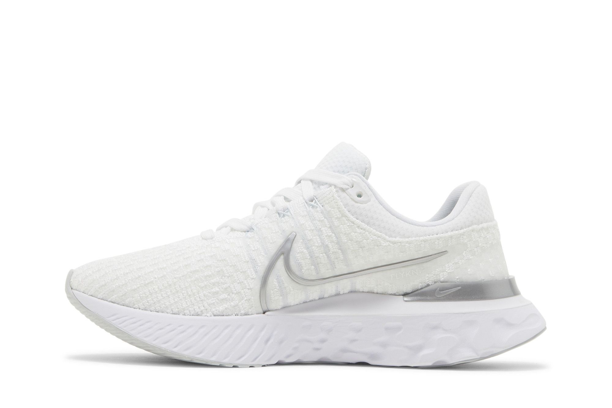 Shop (W) Nike React Infinity Run Flyknit 3 Blanc Argent Métallique DD3024-101