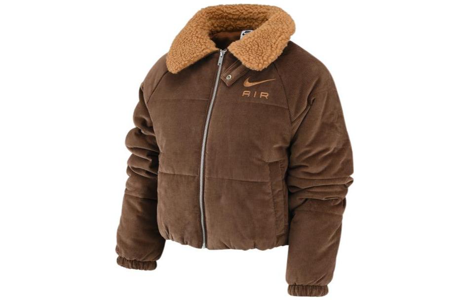 (Women) Nike Retro Logo Corduroy Zip-Up Jacket for Women - Brown DQ6931-259