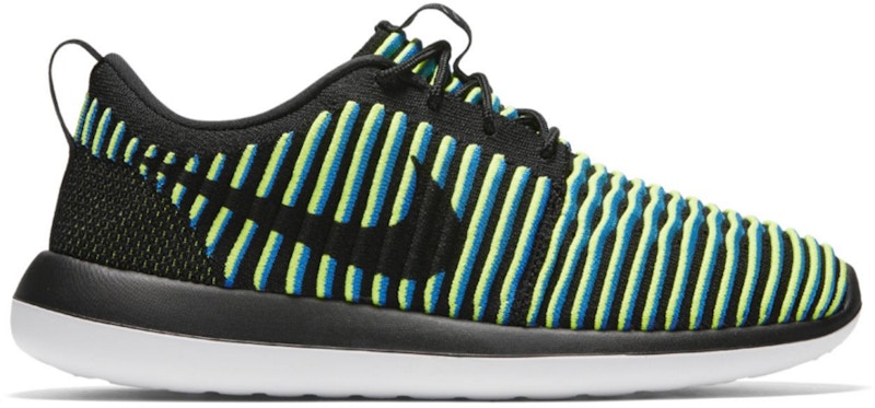 (Women) Nike Roshe Two Flyknit 'Black Blue Volt' 844929-003