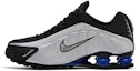Lookbook (W) Nike Shox R4 Perak Hitam Biru Pelari dalam Warna Metalik AR3565-006