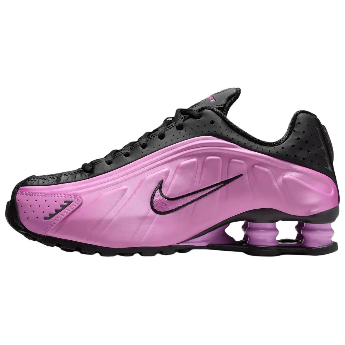 (Women) Nike Shox R4 Running Shoes Black Purple - Breathable & Comfortable Fit AR3565-014