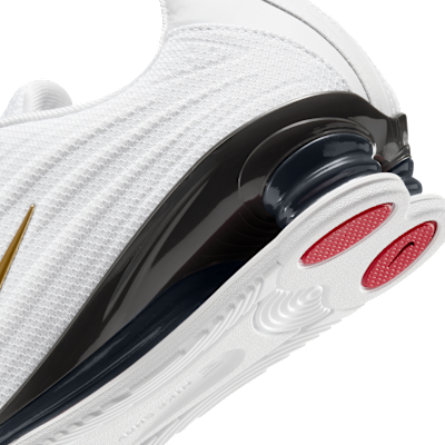 Cheap (W) 耐克 Shox Z 运动鞋 白色/大学红/深炭灰/金属金 HQ7540-100