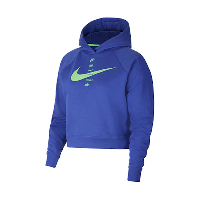 (Women) Nike Solid Color Cropped Hoodie Long Sleeve - Blue CU5677-430
