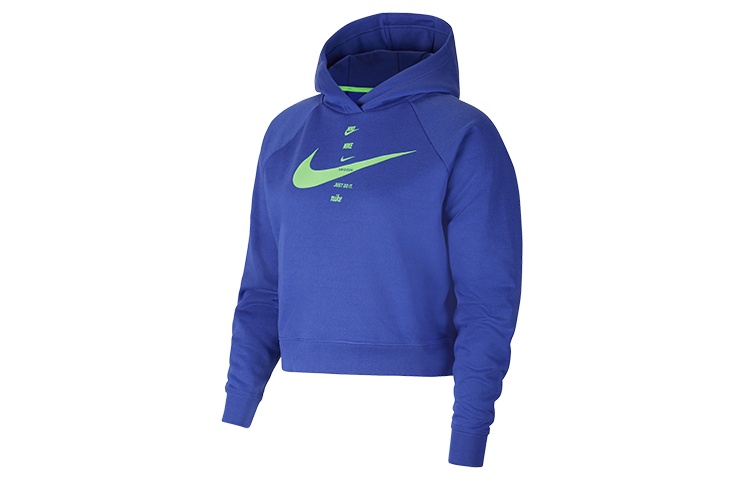 (Women) Nike Solid Color Cropped Hoodie Long Sleeve - Blue CU5677-430 圖 2