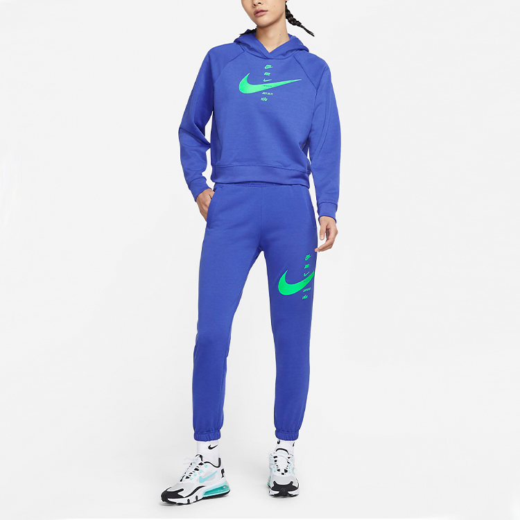 (Women) Nike Solid Color Cropped Hoodie Long Sleeve - Blue CU5677-430 圖 5