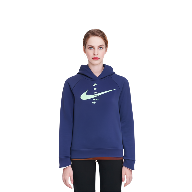 (Women) Nike Solid Color Cropped Hoodie Long Sleeve - Blue CU5677-430 圖 8