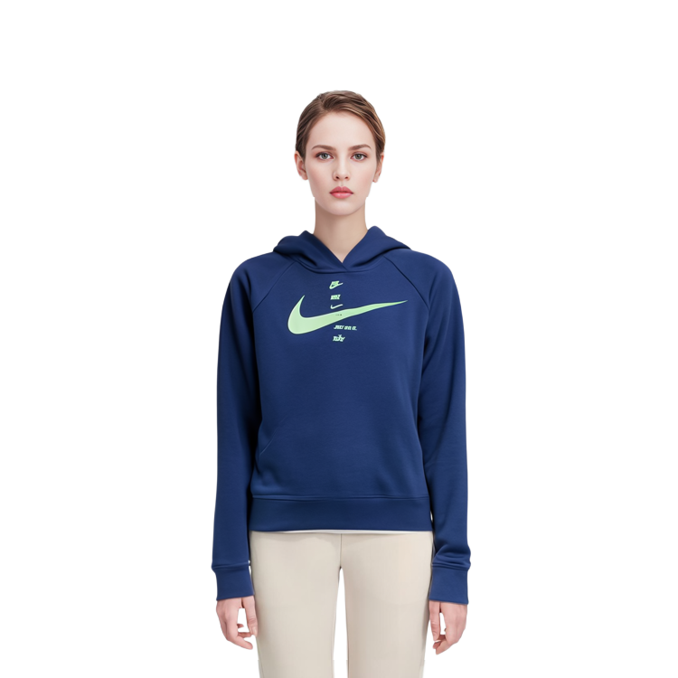 (Women) Nike Solid Color Cropped Hoodie Long Sleeve - Blue CU5677-430 圖 9