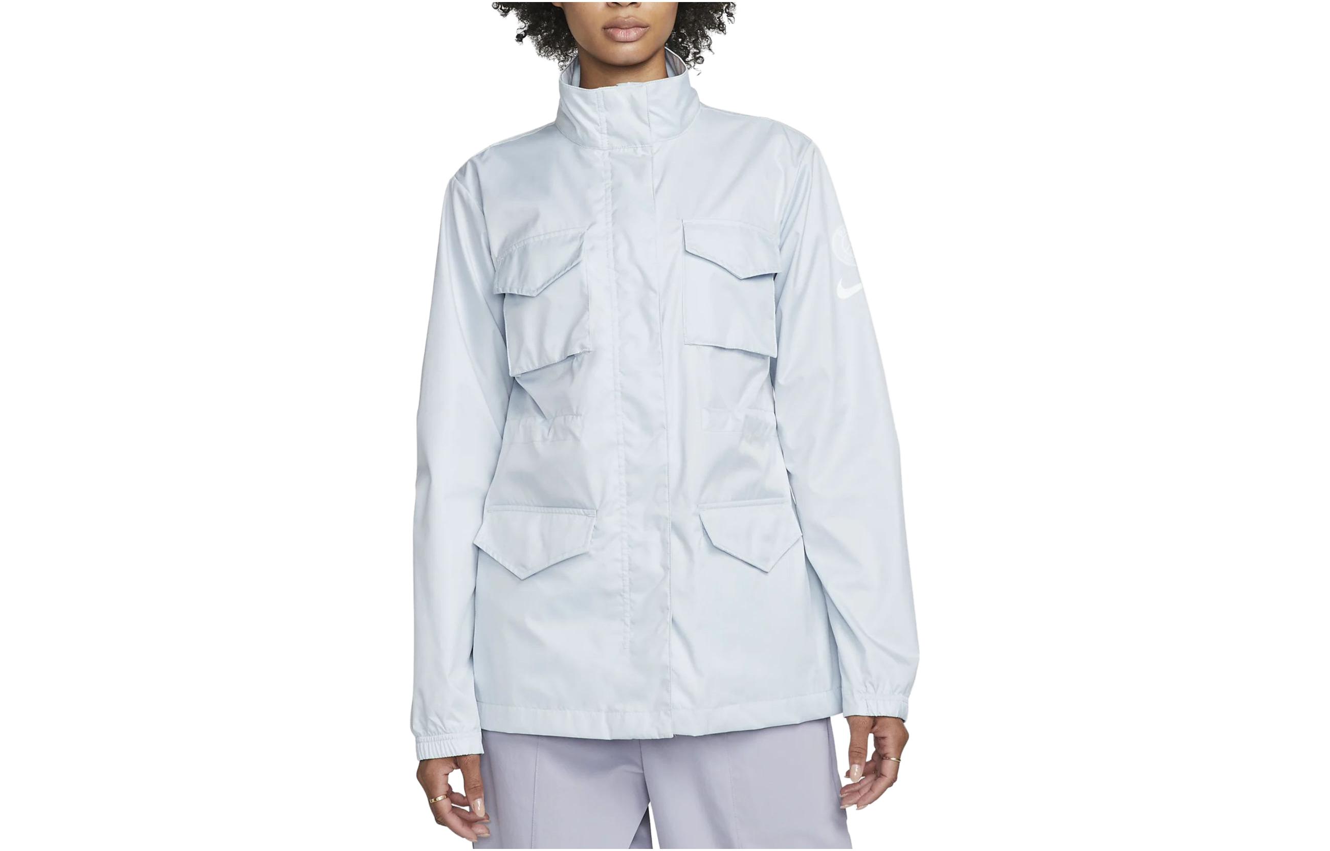 (Women) Nike Solid Color Utility Jacket Light Gray Long Sleeve Outerwear DN1491-471