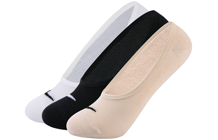 (Women) Nike Solid Logo Print No-Show Socks - Black/White/Gray SX4863-900