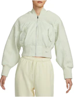 (Women) Nike Solid Patchwork Short Casual Jacket Sea Glass Blue FB8779-020 (Women) Nike Solid Patchwork Short Casual Jacket Sea Glass Blue FB8779-020