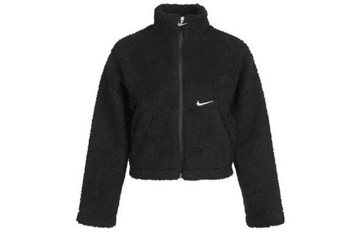 (Women) Nike Solid Velvet Stand Collar Jacket Black CU6640-010