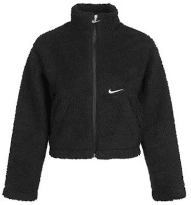 (Women) Nike Solid Velvet Stand Collar Jacket Black CU6640-010 Order (Women) Nike Solid Velvet Stand Collar Jacket Black CU6640-010