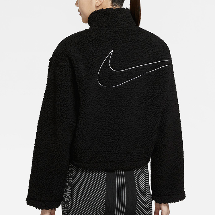 Purchase (Women) Nike Solid Velvet Stand Collar Jacket Black CU6640-010