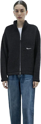 (Women) Nike Solid Velvet Stand Collar Jacket Black CU6640-010 Details for (Women) Nike Solid Velvet Stand Collar Jacket Black CU6640-010