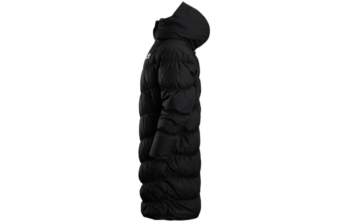 Shop (Women) Nike Sportswear  Black Long Down Jacket with Contrast Logo Print. DV0775-010